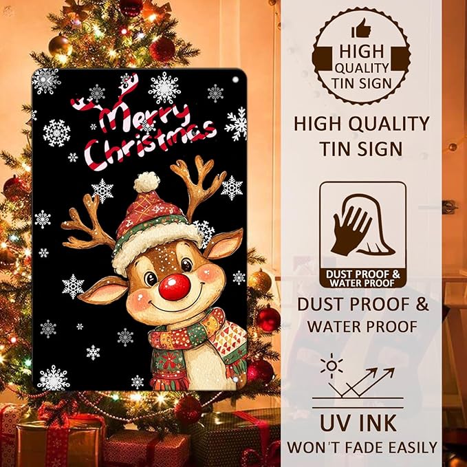 Christmas Reindeer Metal Tin Sign - Image 4