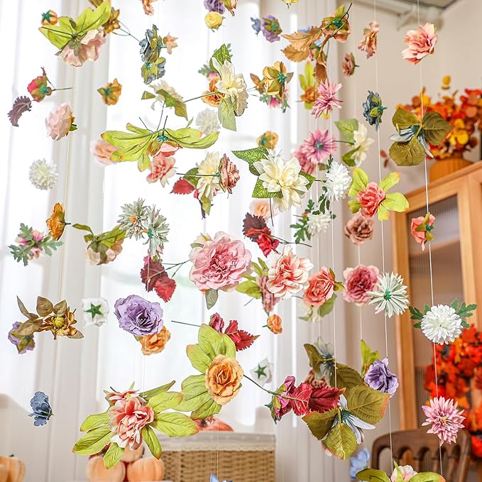 XunYee 6 Pcs 35.4 ft Flower Garlands Hanging Wildflower Backdrop Decoration - Image 8