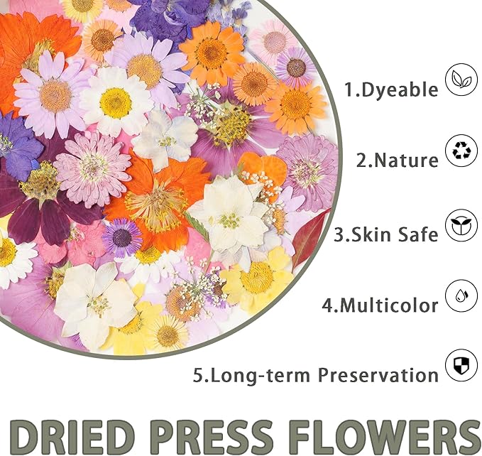 120Pcs Dried Pressed Flowers for Resin Mould Dry Flower Real Leaves Bulk - Image 3