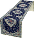 Elegant Palace Boho Blue Table Runner Vintage French Style Farmhouse Geometric by Unknown