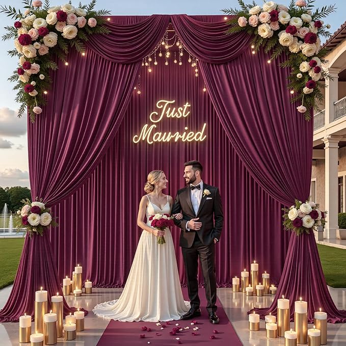 PartyVillage 20ft×15ft Burgundy Backdrop Curtain - Image 7