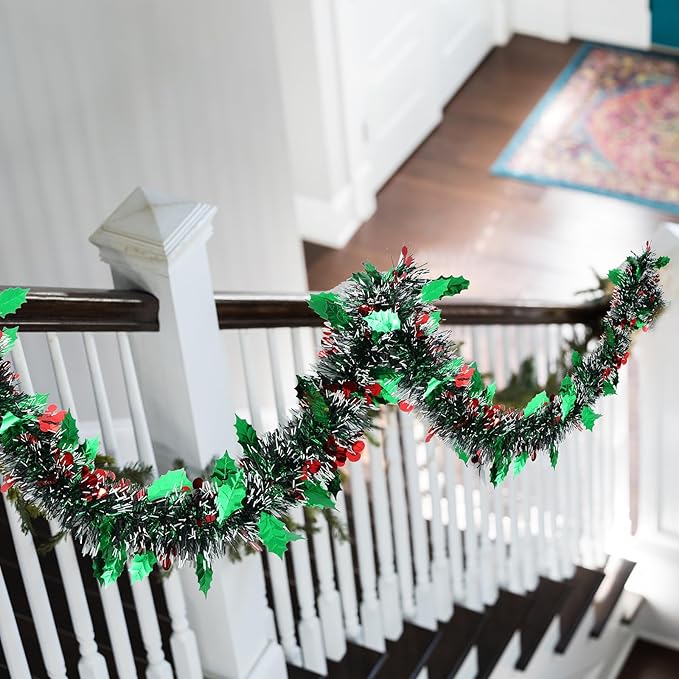 72 Feet Christmas Tinsel Garland Shiny Metallic Tinsel Twist Garland Streamers - Image 3
