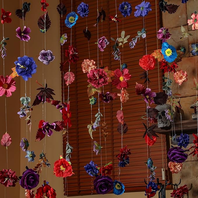 XunYee 6 Pcs 35.4 ft Flower Garlands Hanging Wildflower Backdrop Decoration - Image 3