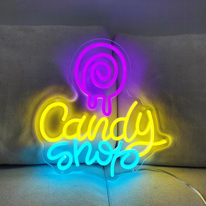 Candy Neon Sign Candy Bar Signs Candy Shop Neon Candy Sign Cherry Neon Signs - Image 5