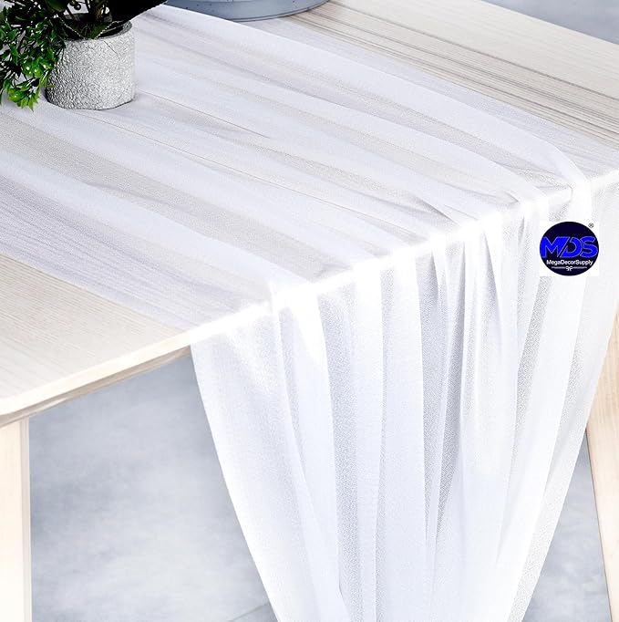 MDS 2 Pack 10ft Chiffon Table Runner 29 x 120 Inches Sheer Wedding Runner - Image 6
