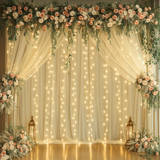 20x8ft Champagne Tulle Backdrop Curtains - Image 4