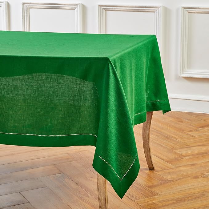 Solino Home Garden Green Linen Tablecloth 60 x 90 Inch - Image 3