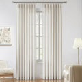 Vision Home Natural Pinch Pleated Semi Sheer Curtains Textured Linen Blended by VisionHome