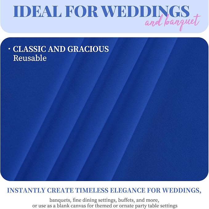 12 Pack Polyester Tablecloth 60 x 102 Inch Royal Blue Tablecloth - Image 3