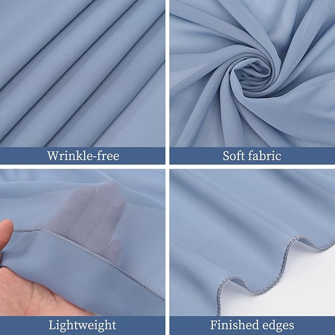 6 Panels Dusty Blue Wedding Drapes 5ftx10ft Chiffon Fabric Arch Draping Sheer - Image 4
