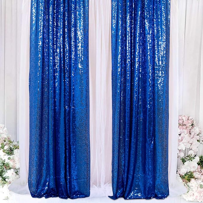 ShinyBeauty Royal Blue Sequin Curtains 2FTx8FT - Image 5