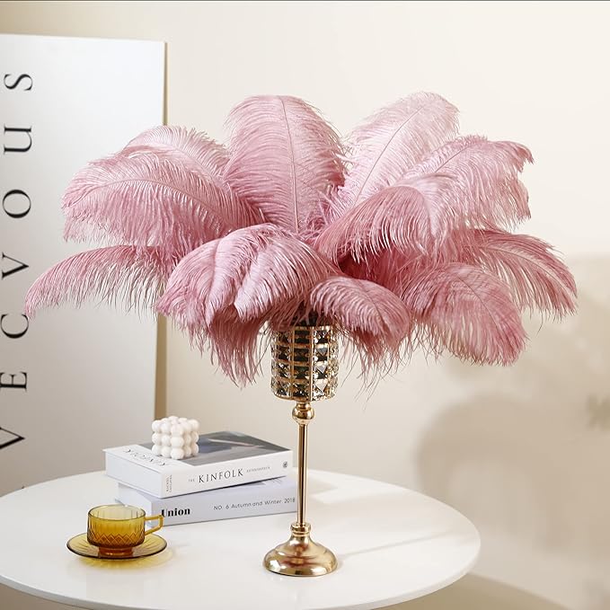 Larryhot Pink Ostrich Feathers Bulk- 16-18 inch 10pcs Feathers - Image 3
