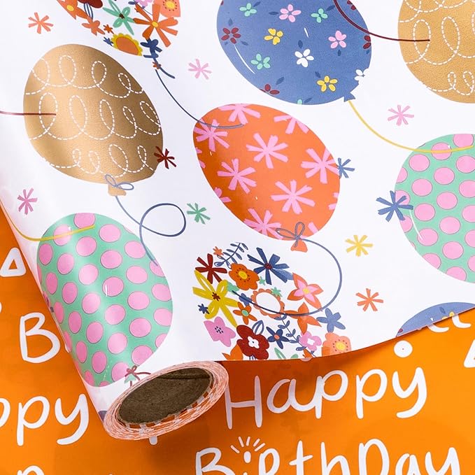 LeZakaa Reversible Birthday Wrapping Paper Roll by LeZakaa