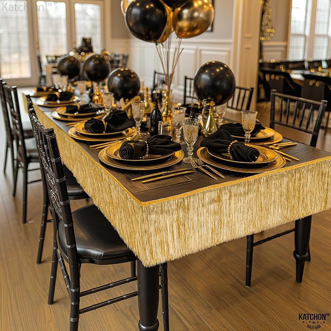 KatchOn, Large Champagne Gold Fringe Garland - Image 7