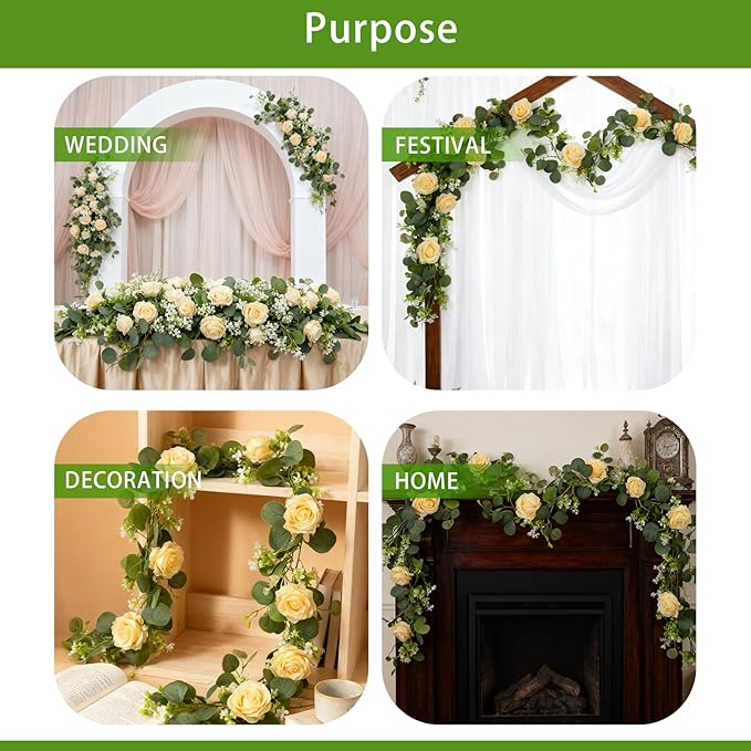 2 Pack 5.9 FT Artificial Flower Garland - Image 6