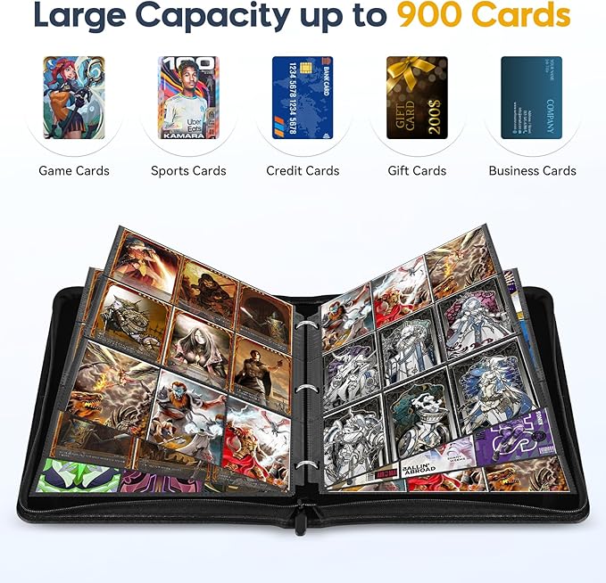 9 Pocket Card Binder, 900 Double Sided Pockets, PU Collection Binder - Image 5