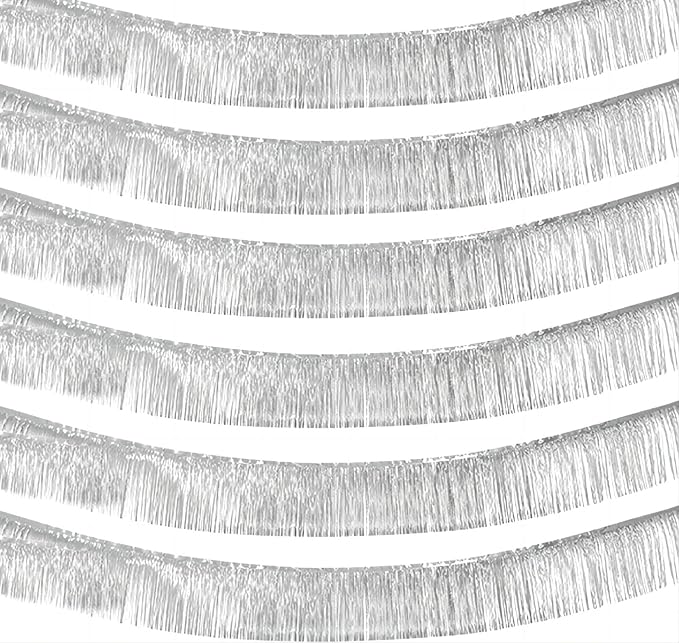 10 Pack 10 Feet Silver Foil Fringe Garland Metallic Tinsel Streamers Banner by AIKENLIN