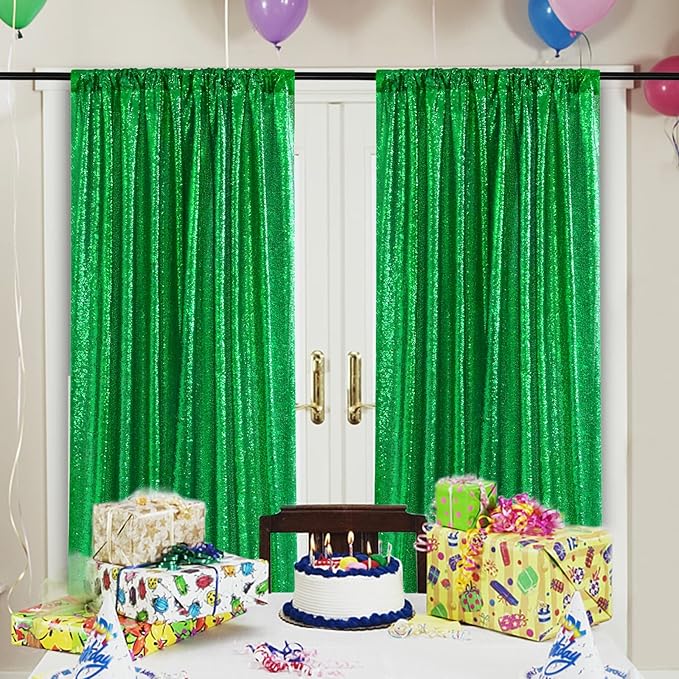 Green Sequin Backdrop 4 Panels 2FTx8FT Wedding Photo Backdrop Glitter Birthday - Image 7