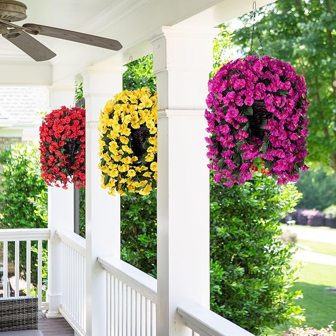 Artificial Fake Hanging Flowers Plants Baskets - Image 6