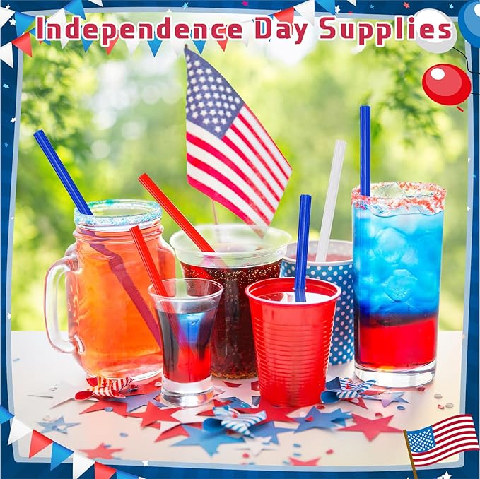 60 Pcs Plastic Straws Red Blue White Star Shaped Straws Patriotic Disposable - Image 5