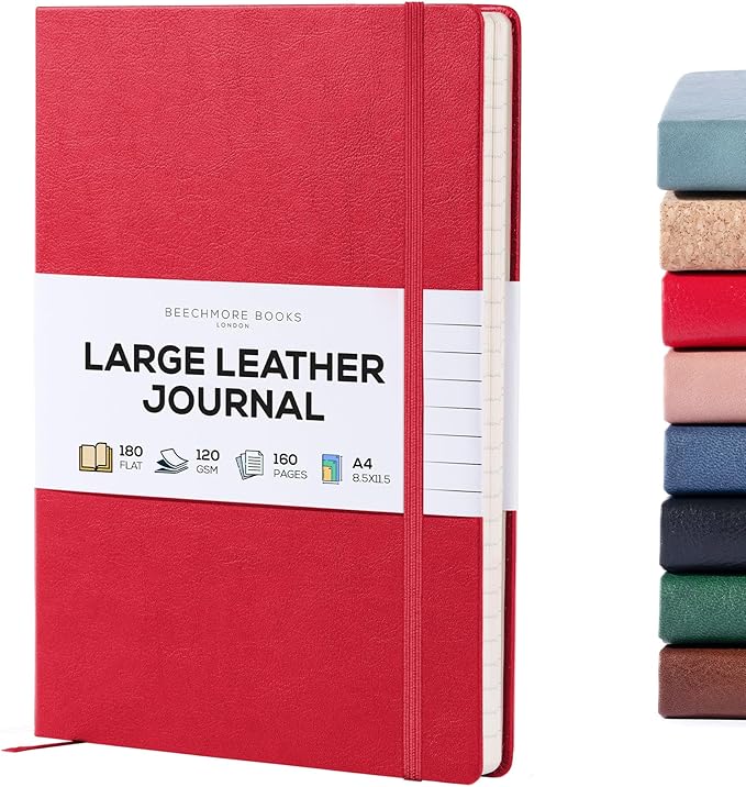 BEECHMORE BOOKS Ruled Journal Notebook, A4 8.5 x 11.5 inch 160 Lined Pages by BeechmoreBooks