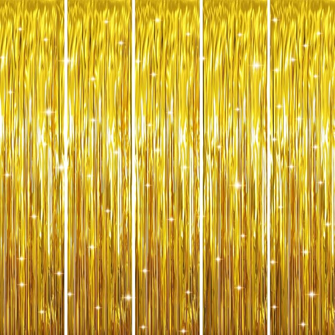 GOER 3.2 ft x 9.8 ft Metallic Tinsel Foil Fringe Curtains Party Photo Backdrop by GOER