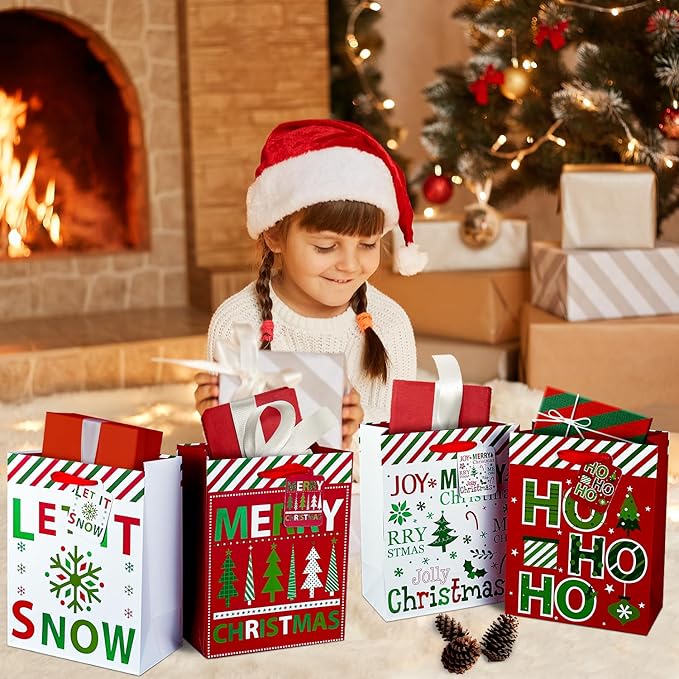 GITMIWS 12 Pack Christmas Paper Gift Bags - Image 6