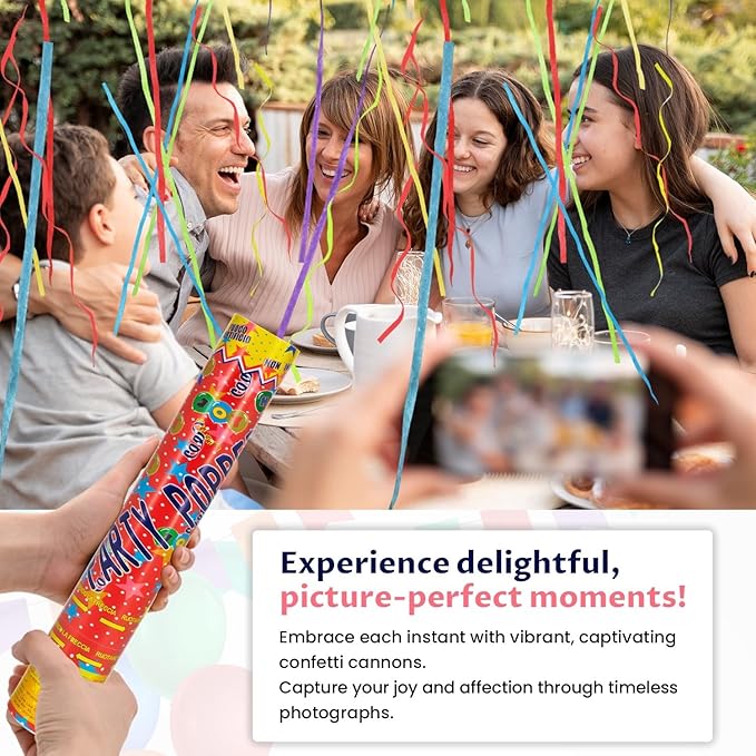 Confetti Cannon 12Inch Multicolor confetti popper party streamer Biodegradable - Image 6
