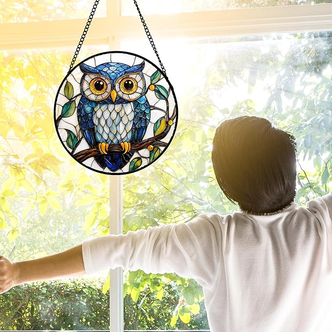 Stained Glass Window Hanging, Owl Gifts - Image 4