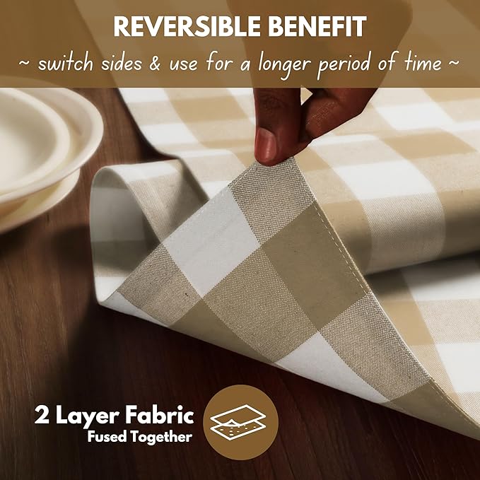 Native Fab Table Runner Buffalo Check Plaid 100% Cotton - Image 3