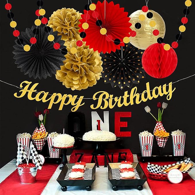 Red-Black Gold Casino-Theme Birthday Party-Decorations - Image 4