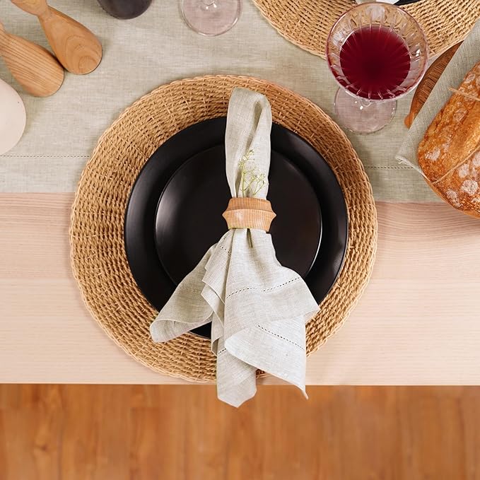 Linen Light Natural Dinner Napkins Set of 4-100% Pure Linen Cloth Fabric - Image 2