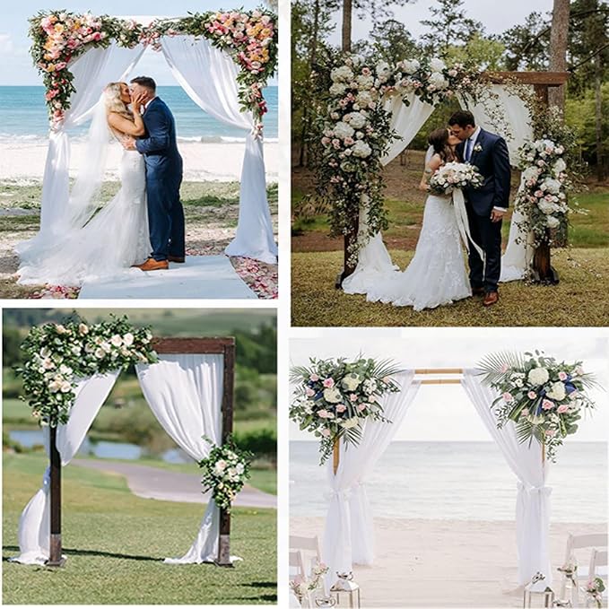 2 Pack White Backdrop Curtain for Wedding Photo Photoshoot Birthday Party - Image 6