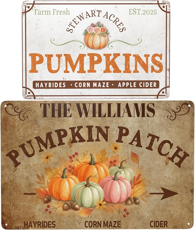 Personalized Halloween Farm Fresh Pumpkin Metal Sign Fall Decor by Enjoy-yjl