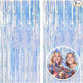2 Pack Foil Curtain Backdrop Iridescent Metallic Tinsel Foil Fringe Curtains by KEJ