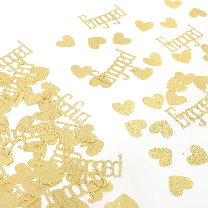 Gold Engagement Confetti With Hearts - Image 7
