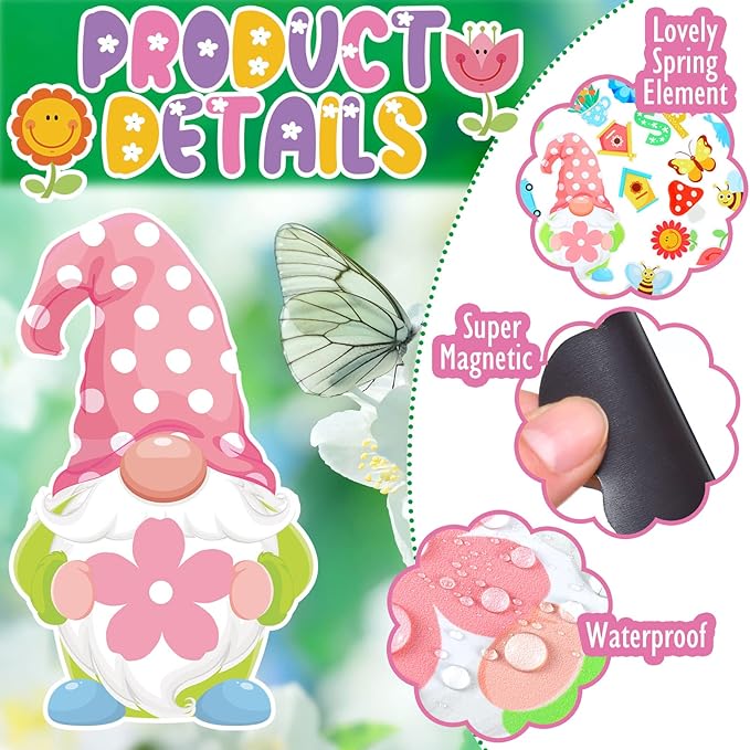 25 Pcs Hello Spring Magnet Car Decorations Colorful Waterproof Flowers - Image 4