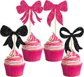 Gyufise 36Pcs Bow Cupcake Toppers Glitter Bowknot Cupcake Picks Bow Tie by Gyufise