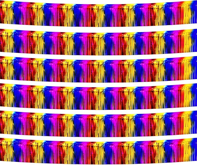 6 Pack 10 Feet Foil Fringe Garland Metallic Tinsel Streamers Banner Wall by Clayghsen