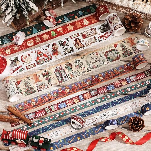 20 Rolls Christmas Theme Washi Tape Set, Writable Decorative Tapes - Image 6