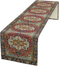 Vintage Boho Floral Table Runner, Rustic Country Farmhouse Red Blue Gold Retro by Unknown