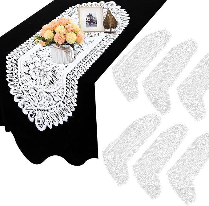 6 Pack Crochet Lace Table Runner White Lace Doilies by Unknown