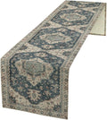 Boho Bohemia Style Table Runner, Vintage Blue Retro Flower Rustic Country Style by Unknown