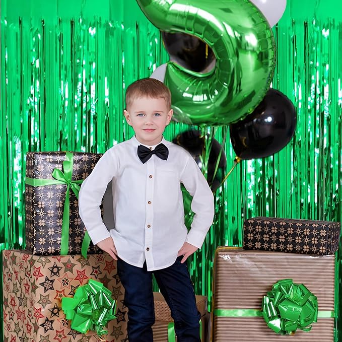 Green Foil Fringe Curtain 3.3×8.3FT 6 Packs, Metallic Tinsel Curtains Party - Image 7