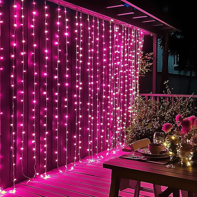 Dazzle Bright 300 LED Curtain String Lights, Valentine's Day Fairy Lights - Image 6