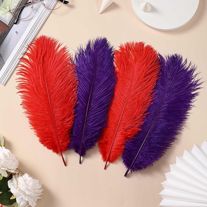 YAKRUNA 30PCS Red Ostrich Feathers Bulk 12-14 Inches - Image 7