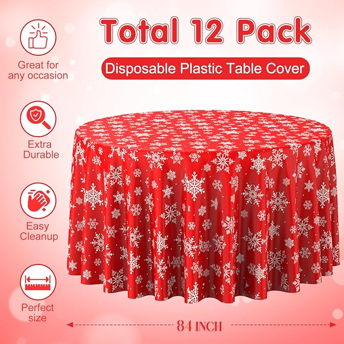 12 Pieces Christmas Snowflake Plastic Party Tablecloth Decorations, Disposable - Image 2