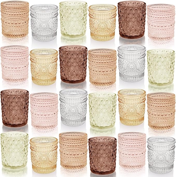 24 pcs Fall Votive Candle Holders, 6 Colors 3 Patterns Tealight Candle Holders - Image 7