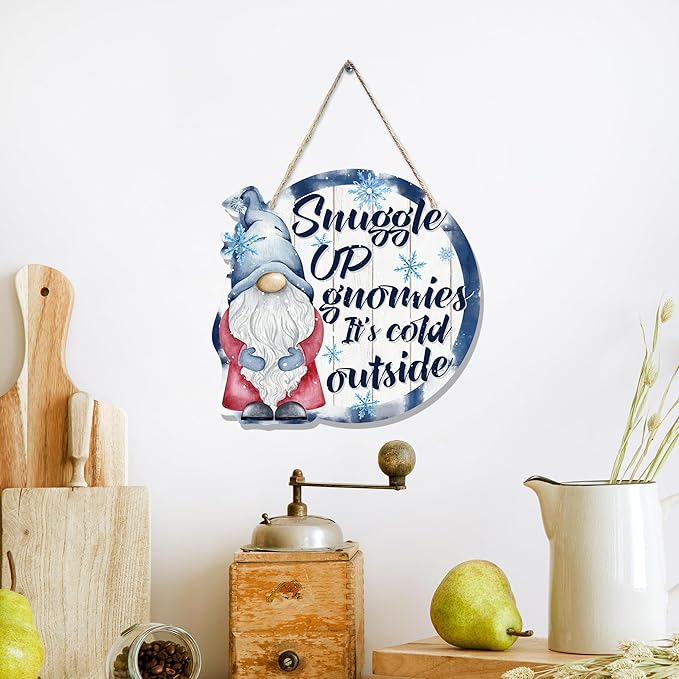 CGBHW Winter Snowflake Snowman Gnome Wooden Sign, Winter Wreath Christmas - Image 3