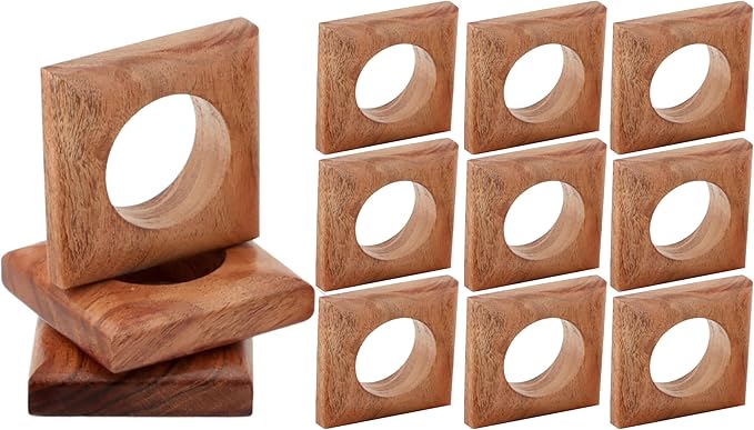 Wooden Napkin Rings Set of 12 Fall Decor by CLEENTABLE